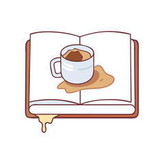 book with coffee stain vector icon, book with coffee stain vector illustration - simple illustration of book with coffee stain, perfect for logos book with coffee stain
