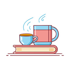 coffee cup and book vector icon, coffee cup and book vector illustration - simple illustration of coffee cup and book, perfect for logos coffee cup and book