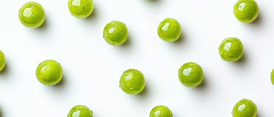a group of green grapes on a white background