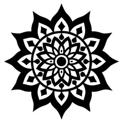 Simple mandala silhouette vector Art design, Floral mandala Illustration, ornament, flower, design, outline, template, pattern, ethnic. mandala design for invitation card, coloring book.