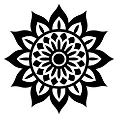 Simple mandala silhouette vector Art design, Floral mandala Illustration, ornament, flower, design, outline, template, pattern, ethnic. mandala design for invitation card, coloring book.