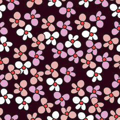 Exotic hand drawn flowers, seamless patterns with floral for fabric, textiles, clothing, wrapping paper, cover, banner, home decor, abstract backgrounds. Vector illustration.