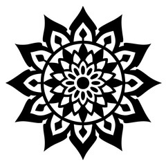 Simple mandala silhouette vector Art design, Floral mandala Illustration, ornament, flower, design, outline, template, pattern, ethnic. mandala design for invitation card, coloring book.