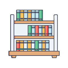 library bookshelf vector icon, library bookshelf vector illustration - simple illustration of library bookshelf, perfect for logos library bookshelf