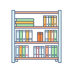 library bookshelf vector icon, library bookshelf vector illustration - simple illustration of library bookshelf, perfect for logos library bookshelf
