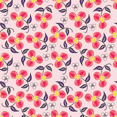 Abstract hand drawn flowers, seamless patterns with floral for fabric, textiles, clothing, poster, cover, banner, wall art, home decor, background. Vector illustration