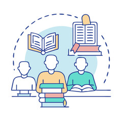 study session with books vector icon, study session with books vector illustration - simple illustration of study session with books, perfect for logos study session with books