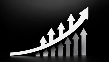 An upward trending graph with arrows forming each arrow getting longer and longer