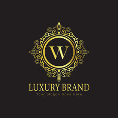 Letter Luxury brand logo design with a royal gold crown emblem and elegant typography
