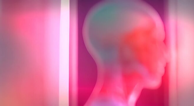 Closeup of a CT scan with brain Medical science and education mri brain background Red glow stroke brain tumor cerebral infarction Medical health concept Science video 4K