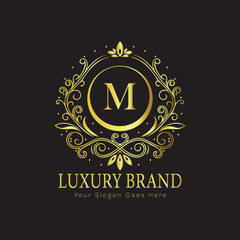 Letter Luxury brand logo design with a royal gold crown emblem and elegant typography
