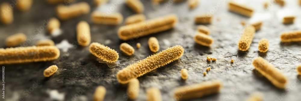 Poster close up view of microbes on surfaces like door handles and smartphones showcases everyday contamina