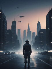 Obraz premium people walking on the street at night