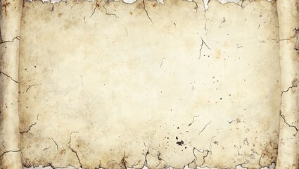 Fototapeta premium Aged parchment scroll with cracks ink smudges and delicate tears vintage and fragile