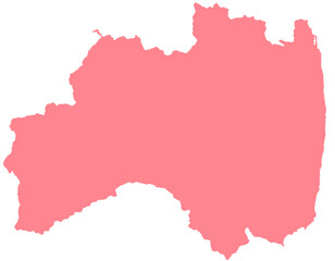 福島県　地図　赤　イラスト