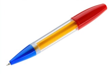 Naklejka premium A ballpoint pen with red, blue, and yellow parts