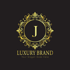 Letter Luxury brand logo design with a royal gold crown emblem and elegant typography
