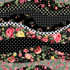 seamless floral patchwork pattern with roses.eps