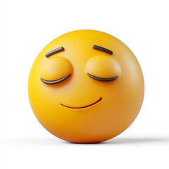 Fototapeta premium Orange emoji with closed eyes and a soft smile, expressing relaxation and peace, isolated on a white background