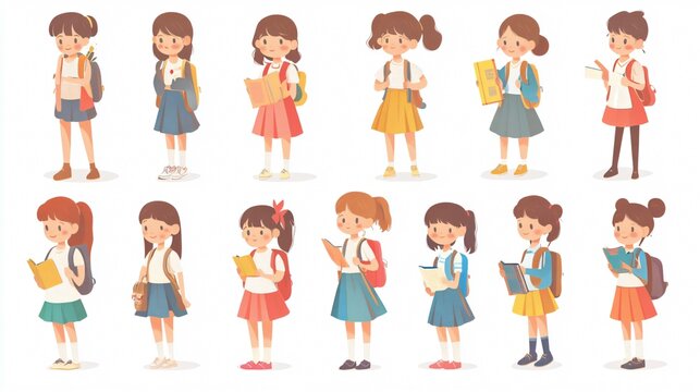 Back to School Vector Illustration of Girl with Parents at Enrollment Ceremony