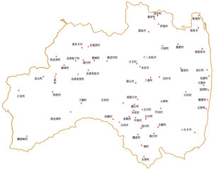 Obraz premium 福島県 地図 白 斑点 イラスト