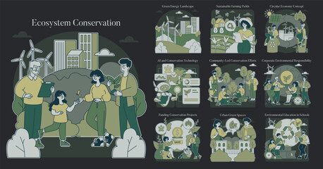 Ecosystem Conservation. Flat Vector Illustration