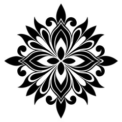 floral design, stylized flower shapes, flowing scrolls, and decorative accents. abstract floral ornament, petal patterns, ideal for use in decorative prints, wallpaper, mandala, digital art, template