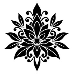 floral design, stylized flower shapes, flowing scrolls, and decorative accents. abstract floral ornament, petal patterns, ideal for use in decorative prints, wallpaper, mandala, digital art, template