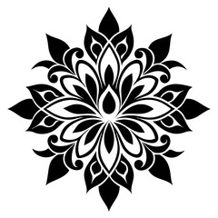 floral design, stylized flower shapes, flowing scrolls, and decorative accents. abstract floral ornament, petal patterns, ideal for use in decorative prints, wallpaper, mandala, digital art, template