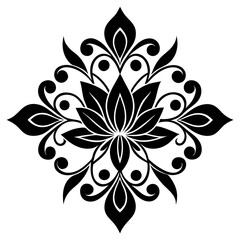 floral design, stylized flower shapes, flowing scrolls, and decorative accents. abstract floral ornament, petal patterns, ideal for use in decorative prints, wallpaper, mandala, digital art, template