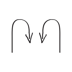 Linear arrows, handwritten, vector lines left and right, isolated on a white background