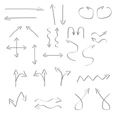 Arrow writerNetwork of linear arrows, handwritten, vector line, road, for web designers, isolated on white background