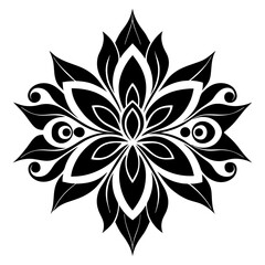 floral design, stylized flower shapes, flowing scrolls, and decorative accents. abstract floral ornament, petal patterns, ideal for use in decorative prints, wallpaper, mandala, digital art, template