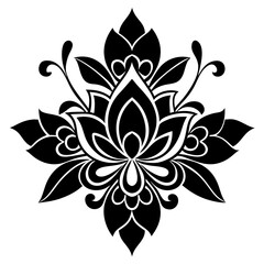 floral design, stylized flower shapes, flowing scrolls, and decorative accents. abstract floral ornament, petal patterns, ideal for use in decorative prints, wallpaper, mandala, digital art, template