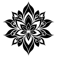 floral design, stylized flower shapes, flowing scrolls, and decorative accents. abstract floral ornament, petal patterns, ideal for use in decorative prints, wallpaper, mandala, digital art, template