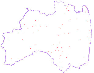福島県　地図　白　斑点　イラスト