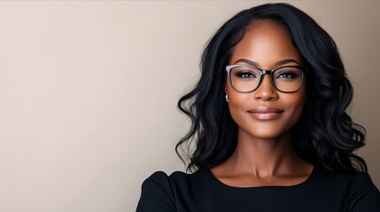 Fototapeta premium A woman wearing a black dress and glasses