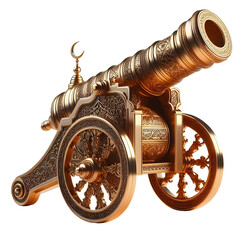 Rendering 3D Ramadan Cannon Isolated On Transparent Background