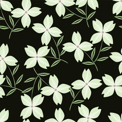 Abstract hand drawn flowers, seamless patterns with floral for fabric, textiles, clothing, poster, cover, banner, wall art, home decor, background. Vector illustration