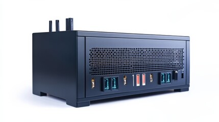 Fototapeta premium black metal computer case on a white background