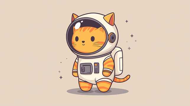 Cute astronaut orange baby cat design cartoon. Starbound. Illustration