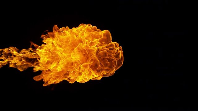 Super Slow Motion of Fire Blast Isolated on Black Background at 1000fps.