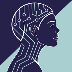 A futuristic digital silhouette of artificial intelligence technologie