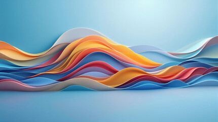 3D Ocean-Inspired Abstract Layers with Bold Warm Gradients and Cool Background