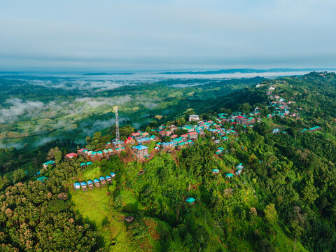 Stunning Tourist Destination in Chittagong Hill Tracts, Bangladesh. Aerial Drone View of Sajek Valley