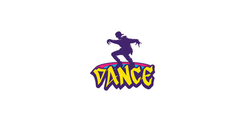 Hip-Hop Dancing boy Silhouette with Graffiti Text