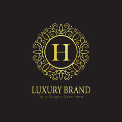 Letter Luxury brand logo design with a royal gold crown emblem and elegant typography
