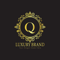 Letter Luxury brand logo design with a royal gold crown emblem and elegant typography

