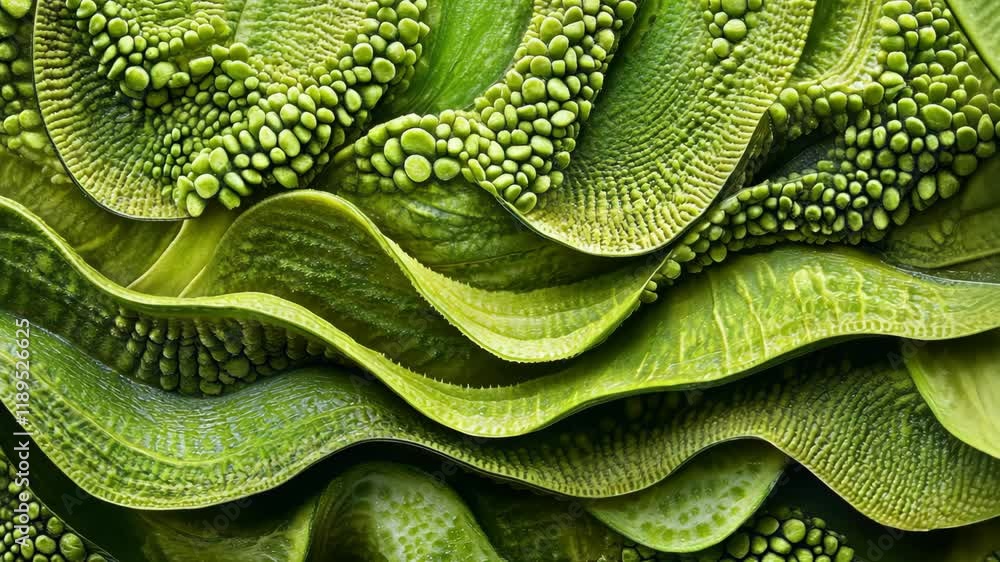 Poster close-up view of intricate green leaf texture showcasing natural patterns and details in a lush envi