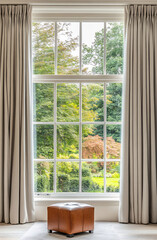 Bright view from a cozy room window